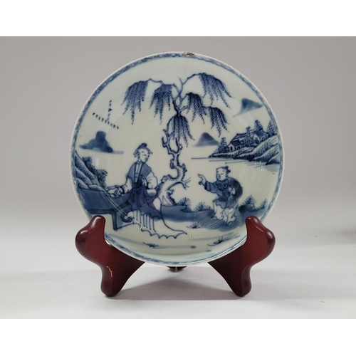 116 - A CHINESE BLUE & WHITE PORCELAINE TEA BOWL & SAUCER, late 18th century / early 19th century, decorat... 