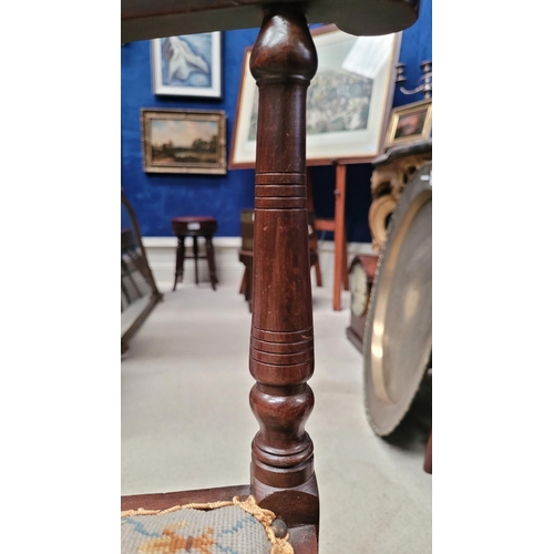 124 - AN EDWARDIAN MAHOGANY INLAID CORNER CHAIR, with raised crest rail decorated with marquetry inlay of ... 