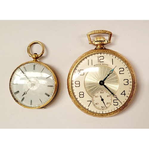 132 - TWO POCKET / FOB WATCHES; (i) A 14K ROLLED GOLD SOUTH-BEND 21 JEWEL FOB / POCKET WATCH, by South Ben... 