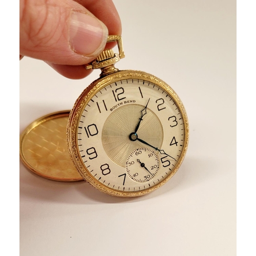 132 - TWO POCKET / FOB WATCHES; (i) A 14K ROLLED GOLD SOUTH-BEND 21 JEWEL FOB / POCKET WATCH, by South Ben... 