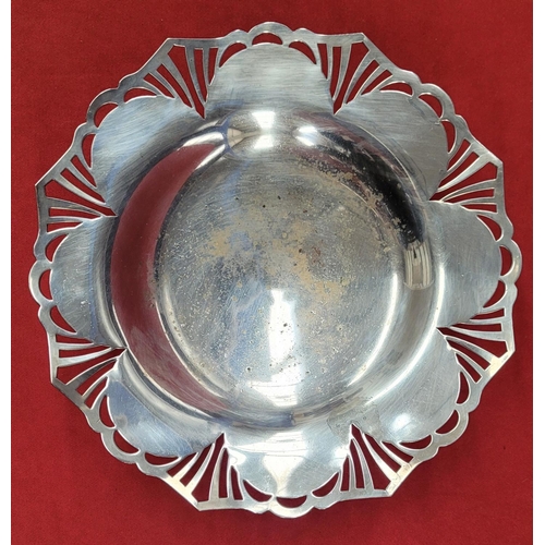 135 - AN A1 EGAN OF CORK SILVER DISH, with art nouveau style pierced edge design, 21cm wide x 5cm tall, ma... 