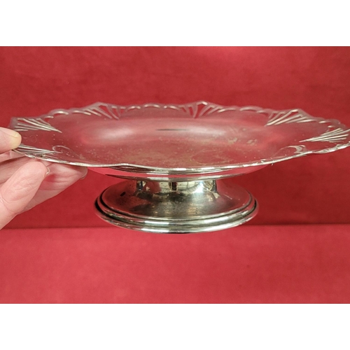 135 - AN A1 EGAN OF CORK SILVER DISH, with art nouveau style pierced edge design, 21cm wide x 5cm tall, ma... 