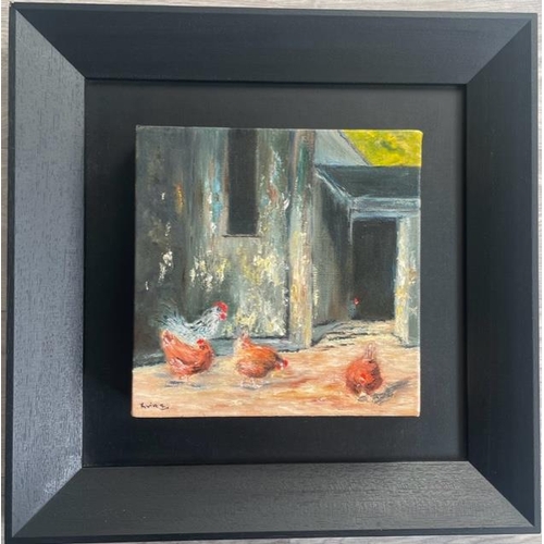 147 - KATIE BUTTIMER (Irish, 20th Century), ‘A FEW CHICKS’, oil on canvas, signed lower left, dimensions: ... 