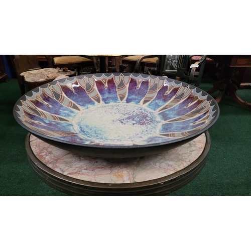 161 - A LATE 20TH CENTURY LARGE IRISH GLAZED CERAMIC CENTRE BOWL, maker’s mark incised to the base and tit... 