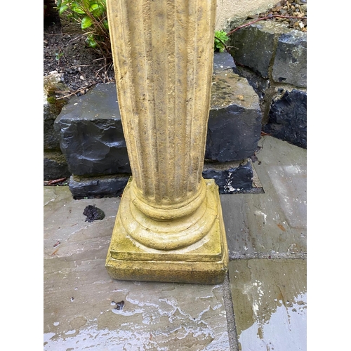 229 - A VERY GOOD QUALITY STEEL & BRASS ARMOURIAL GARDEN ORNAMENT, mounted on a Corinthian style column ba... 