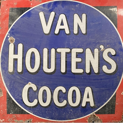 237 - A VINTAGE ‘VAN HOUTEN’S COCOA’ ENAMEL ADVERTISING SIGN, nice original sign, dimensions: 61cm wide x ... 