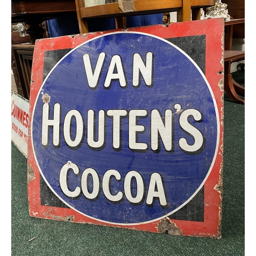 237 - A VINTAGE ‘VAN HOUTEN’S COCOA’ ENAMEL ADVERTISING SIGN, nice original sign, dimensions: 61cm wide x ... 