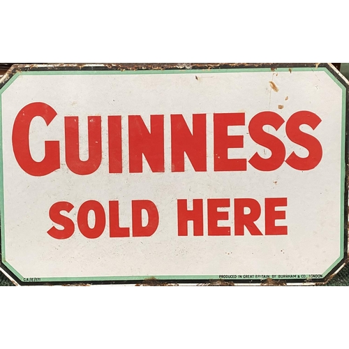 238 - A VINTAGE GUINNESS ENAMEL ADVERTISING SIGN, nice original sign reading ‘Guinness sold here’ to front... 