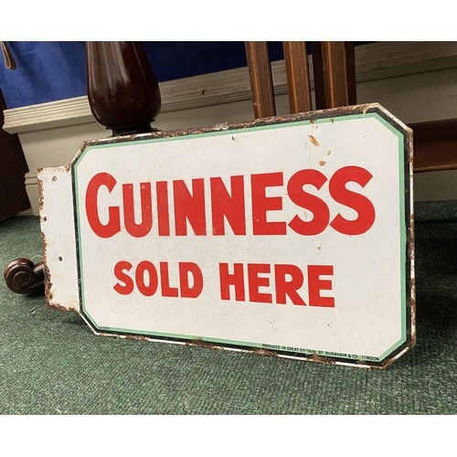 238 - A VINTAGE GUINNESS ENAMEL ADVERTISING SIGN, nice original sign reading ‘Guinness sold here’ to front... 