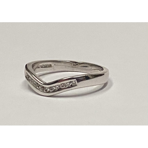 37 - A PAIR OF ELEGANT 18CT WHITE GOLD DIAMOND WEDDING BANDS, both set with eleven round cut diamonds, bo... 