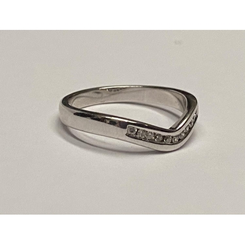 37 - A PAIR OF ELEGANT 18CT WHITE GOLD DIAMOND WEDDING BANDS, both set with eleven round cut diamonds, bo... 