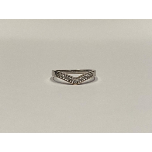 37 - A PAIR OF ELEGANT 18CT WHITE GOLD DIAMOND WEDDING BANDS, both set with eleven round cut diamonds, bo... 