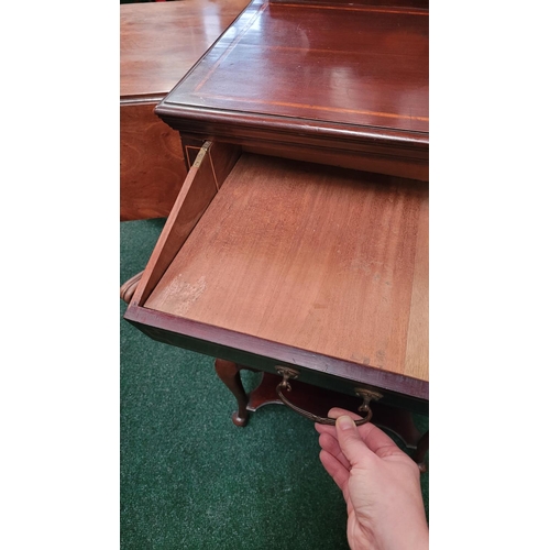 44 - AN EDWARDIAN MAHOGANY & SATINWOOD INLAID MUSIC CABINET, with 5 drop front drawers each with a swing ... 