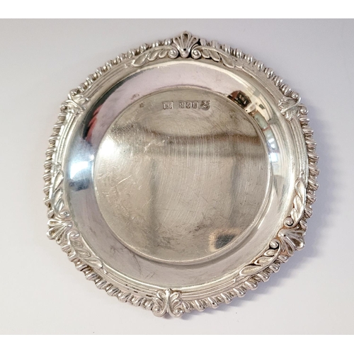 51 - A MID CENTURY IRISH SILVER PIN DISH / COIN DISH – with scrolling foliage design to the rim, maker’s ... 