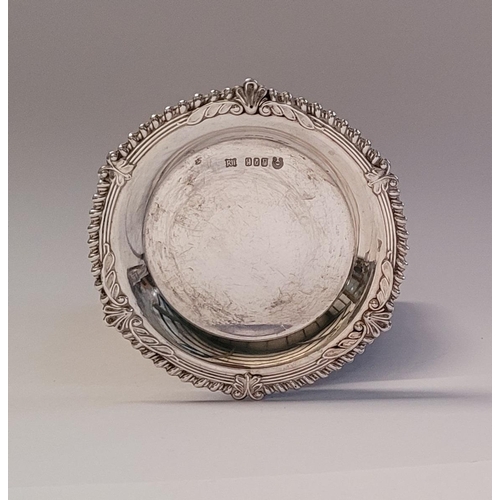 51 - A MID CENTURY IRISH SILVER PIN DISH / COIN DISH – with scrolling foliage design to the rim, maker’s ... 