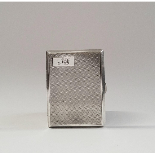 53 - AN EARLY 20TH CENTURY ENGINE-CUT SILVER HINGED CIGARETTE CASE, with maker’s mark for A & J Zimmerman... 