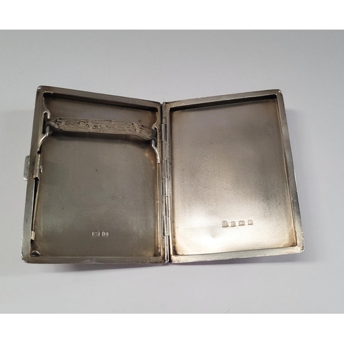 53 - AN EARLY 20TH CENTURY ENGINE-CUT SILVER HINGED CIGARETTE CASE, with maker’s mark for A & J Zimmerman... 