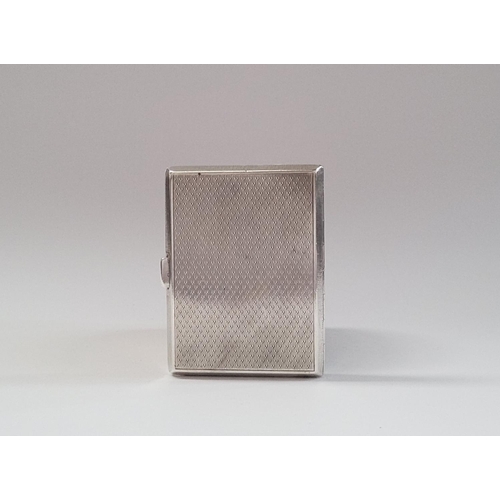 53 - AN EARLY 20TH CENTURY ENGINE-CUT SILVER HINGED CIGARETTE CASE, with maker’s mark for A & J Zimmerman... 