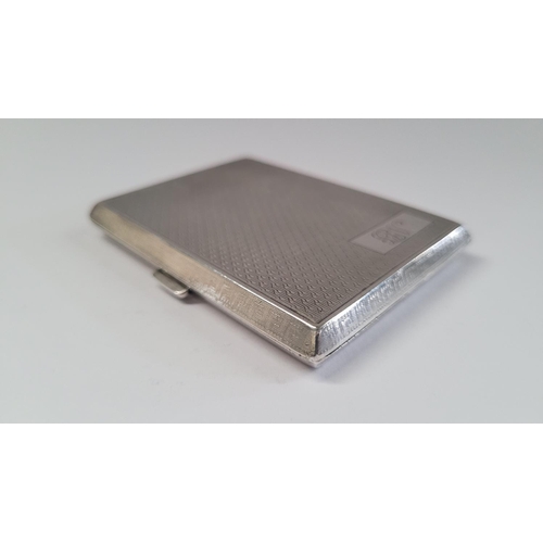 53 - AN EARLY 20TH CENTURY ENGINE-CUT SILVER HINGED CIGARETTE CASE, with maker’s mark for A & J Zimmerman... 