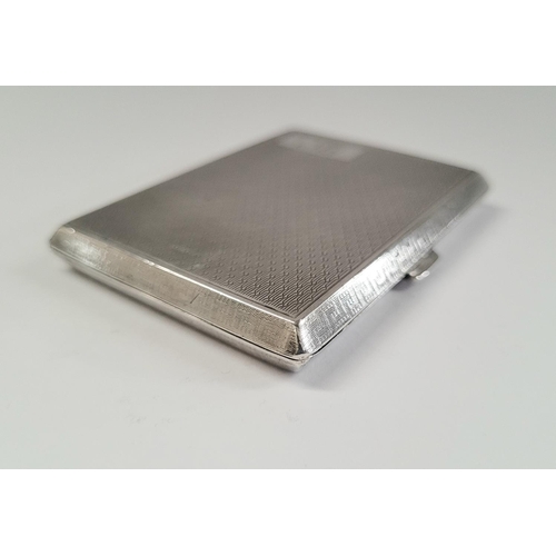 53 - AN EARLY 20TH CENTURY ENGINE-CUT SILVER HINGED CIGARETTE CASE, with maker’s mark for A & J Zimmerman... 