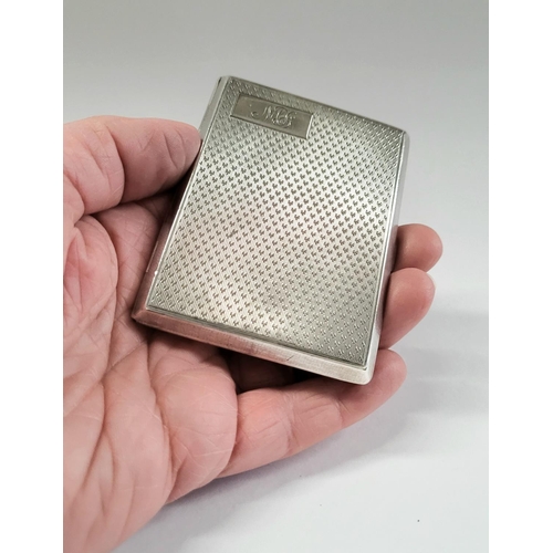 53 - AN EARLY 20TH CENTURY ENGINE-CUT SILVER HINGED CIGARETTE CASE, with maker’s mark for A & J Zimmerman... 