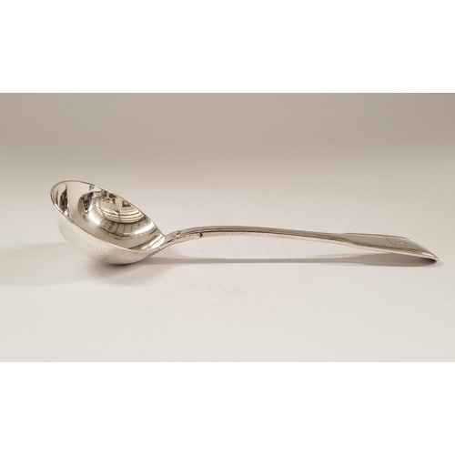 54 - A PAIR OF LATE 19TH CENTURY SILVER SAUCE LADLES BY FRANCIS HIGGINS II, each with fiddle thread patte... 