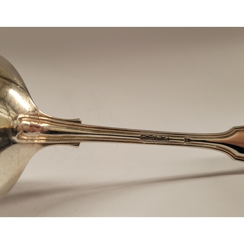 54 - A PAIR OF LATE 19TH CENTURY SILVER SAUCE LADLES BY FRANCIS HIGGINS II, each with fiddle thread patte... 