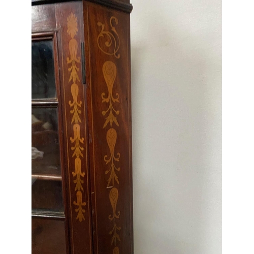 59 - A BEAUTIFULLY INLAID EDWARDIAN MAHOGANY ASTRAGAL GLAZED CORNER CABINET, in the Edwards & Roberts sty... 