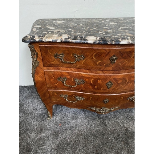 7 - AN ATTRACTIVE & WELL MADE EARLY 20TH CENTURY ANTIQUE FRENCH LOUIS XV STYLE KINGWOOD VENEERED & MARQU... 