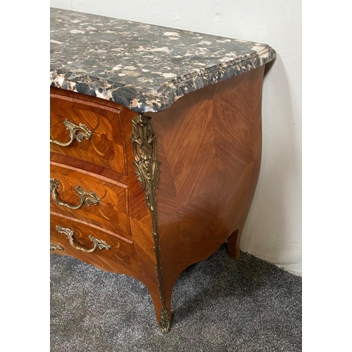 7 - AN ATTRACTIVE & WELL MADE EARLY 20TH CENTURY ANTIQUE FRENCH LOUIS XV STYLE KINGWOOD VENEERED & MARQU... 