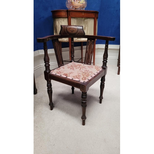 73 - A JAMES SHOOLBRED & CO. MINIATURE / CHILD’S CORNER CHAIR, with beautifully inlaid detail, the crest ... 