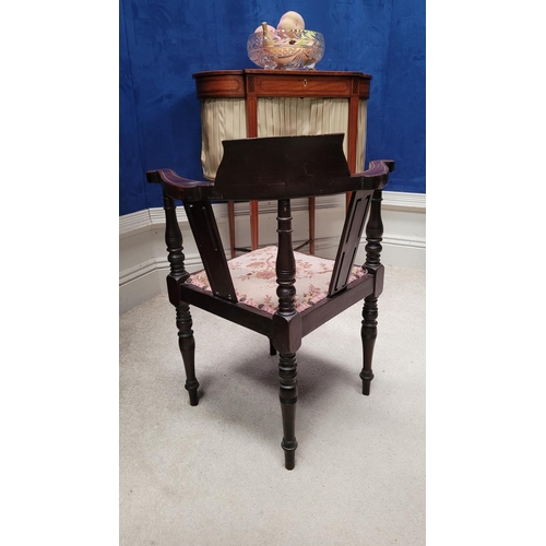 73 - A JAMES SHOOLBRED & CO. MINIATURE / CHILD’S CORNER CHAIR, with beautifully inlaid detail, the crest ... 