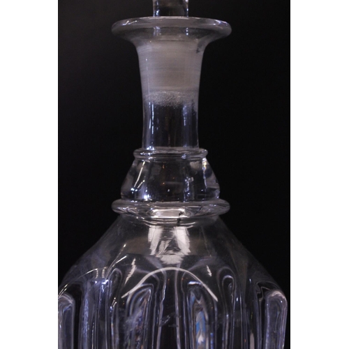 80 - A GOOD QUALITY LATE 19TH CENTURY IRISH GLASS DECANTER, with undulating design to the body, with stop... 