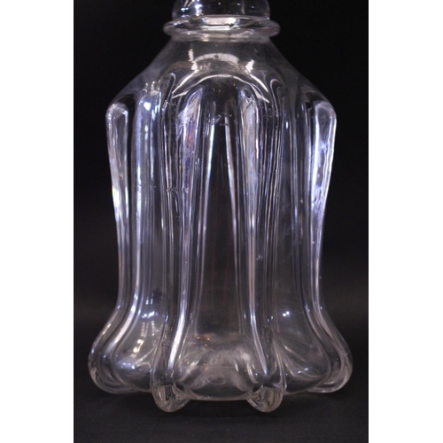 80 - A GOOD QUALITY LATE 19TH CENTURY IRISH GLASS DECANTER, with undulating design to the body, with stop... 