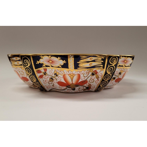 83 - A PAIR OF ROYAL CROWN DERBY IMARI BOWLS, each decorated with beautiful deep cobalt blue, red & gilt ... 