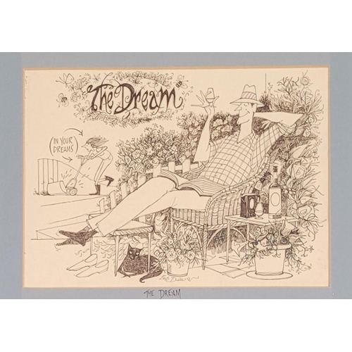 109 - TWO FRAMED BOB DEWAR ILLUSTRATIONS: (i) The Dream, signed lower centre, pen, ink & pencil, framed: 6... 