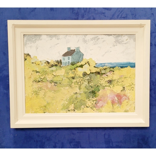 110 - MARTIN STONE, (WEST CORK, 20TH CENTURY), COASTHOUSE, mixed media on canvas, signed, dated & titled v... 