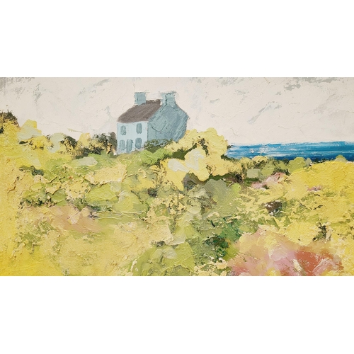 110 - MARTIN STONE, (WEST CORK, 20TH CENTURY), COASTHOUSE, mixed media on canvas, signed, dated & titled v... 