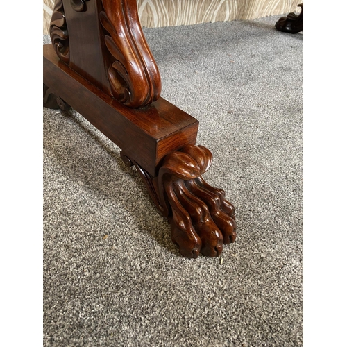 111 - A VERY GOOD QUALITY ROSEWOOD WILLIAM IV LIBRARY TABLE, this beautifully crafted piece of antique fur... 