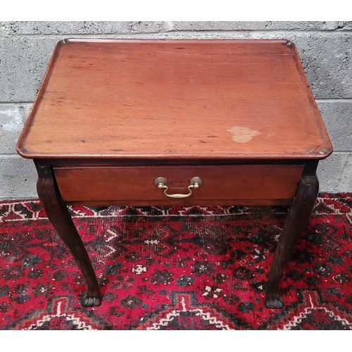 145 - AN 18TH CENTURY SINGLE DRAWER SILVER / SIDE TABLE, with pinched corners to the slightly raised rim, ... 