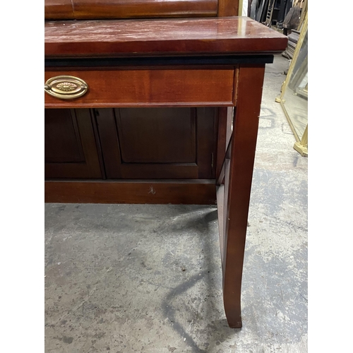 180 - AN IRISH MADE SINGLE DRAWER SIDE/ CONSOLE HALL TABLE, with an ‘x’ shaped support to the sides the le... 