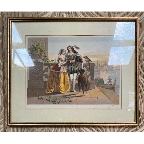 190 - AFTER JOSEPH MARTIN KRONHEIM, (GERMANY 1810-1896), A SET OF THREE FRAMED PRINTS, (i) Le Depart, (ii)... 