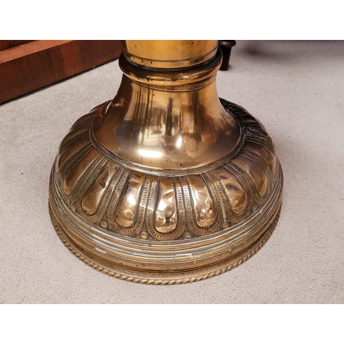 2 - A LARGE 19TH CENTURY BRASS PLANTER ‘CACHÉPOT’ decorated to the body with a crest on each side & a pa... 