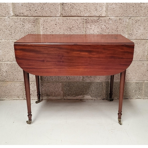 21 - AN EXCELLENT IRISH GEORGIAN DROP LEAF PEMBROKE TABLE, circa 1790 with a chamfered edge on ring turne... 