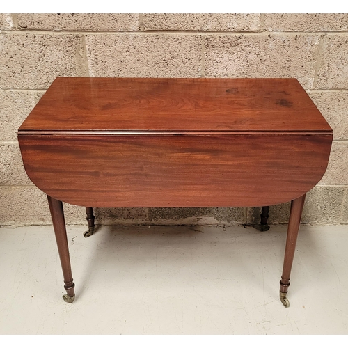 21 - AN EXCELLENT IRISH GEORGIAN DROP LEAF PEMBROKE TABLE, circa 1790 with a chamfered edge on ring turne... 