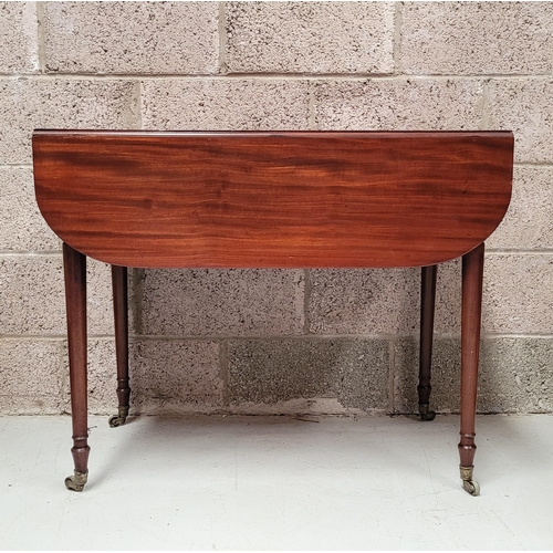 21 - AN EXCELLENT IRISH GEORGIAN DROP LEAF PEMBROKE TABLE, circa 1790 with a chamfered edge on ring turne... 