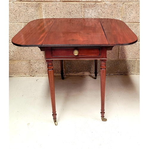 21 - AN EXCELLENT IRISH GEORGIAN DROP LEAF PEMBROKE TABLE, circa 1790 with a chamfered edge on ring turne... 