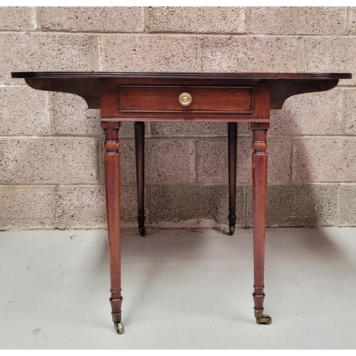 21 - AN EXCELLENT IRISH GEORGIAN DROP LEAF PEMBROKE TABLE, circa 1790 with a chamfered edge on ring turne... 