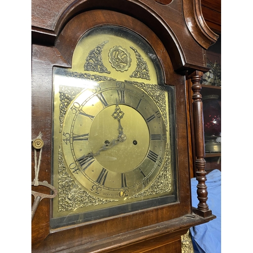 212 - AN EXCELLENT IRISH GEORGIAN LONGCASE CLOCK BY ATKINSON OF DUBLIN, the hood with swan neck pediment w... 