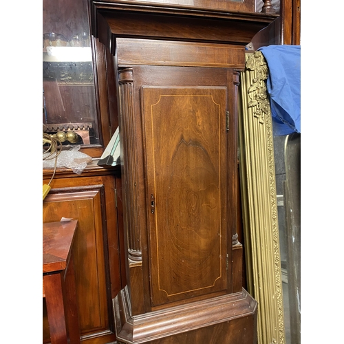 212 - AN EXCELLENT IRISH GEORGIAN LONGCASE CLOCK BY ATKINSON OF DUBLIN, the hood with swan neck pediment w... 